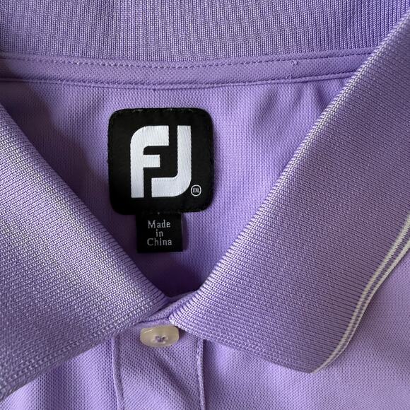 FootJoy Men's Purple White Striped Collar Short Sleeve Athletic Polo Shirt XXL - Picture 6 of 6